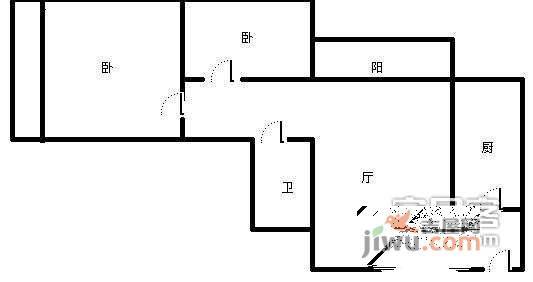 甘露晴苑2室1厅1卫80㎡户型图