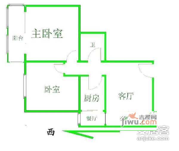 甘露晴苑2室1厅1卫80㎡户型图