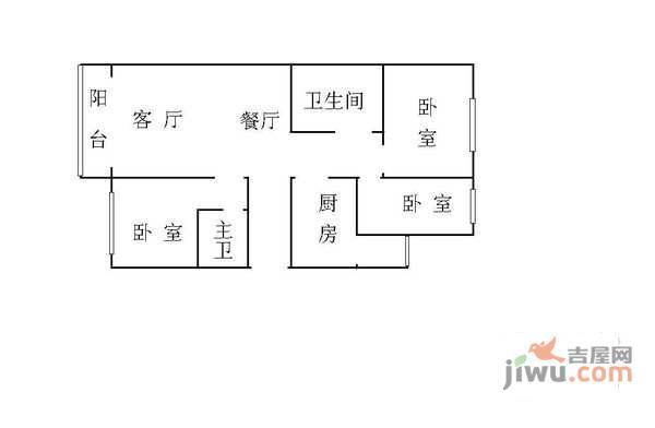 和谐家园3室1厅2卫125㎡户型图