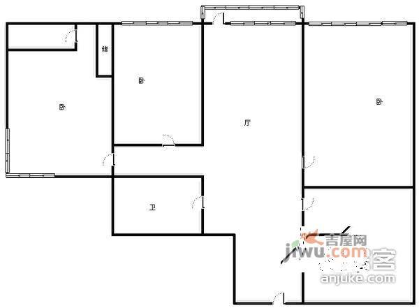 大河庄苑3室1厅1卫147㎡户型图