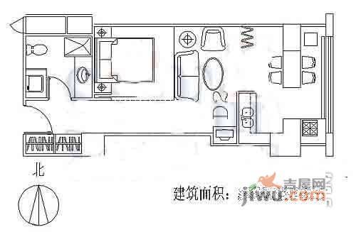 大河庄苑1室1厅1卫73㎡户型图