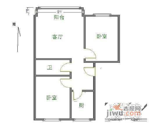 双兴南区2室1厅1卫122㎡户型图