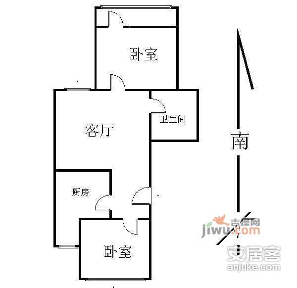 建东苑2室1厅1卫82㎡户型图