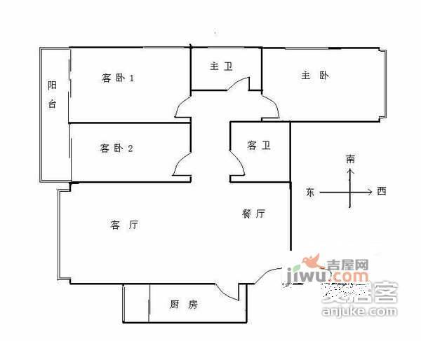 政馨园3室2厅2卫156㎡户型图