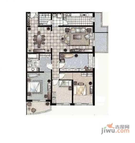 芳古园二区4室2厅2卫198㎡户型图