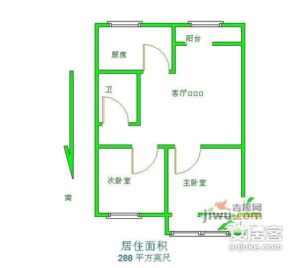 海运仓2室1厅1卫81㎡户型图