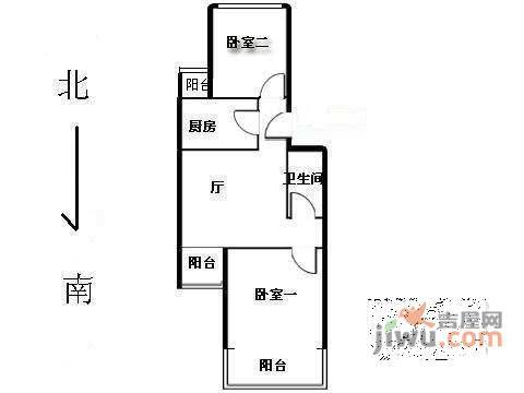 海运仓2室1厅1卫81㎡户型图