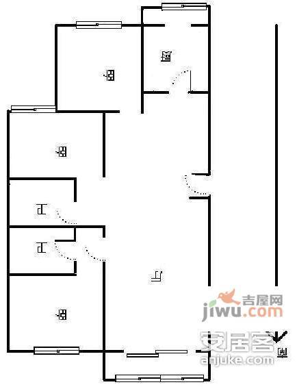 和谐家园3室2厅2卫130㎡户型图