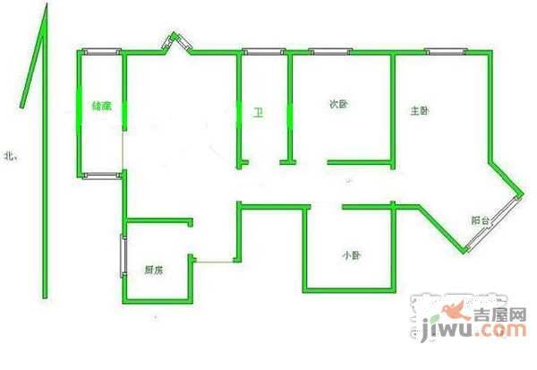 惠新里社区3室1厅1卫100㎡户型图