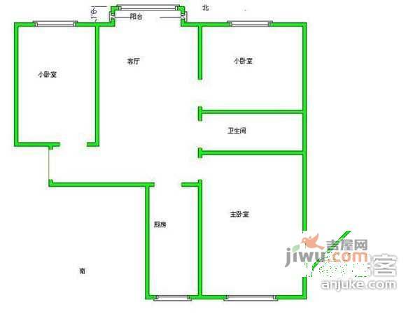 嘉园二里3室1厅1卫135㎡户型图