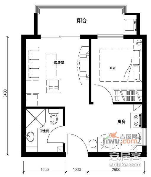 嘉园二里2室1厅1卫82㎡户型图