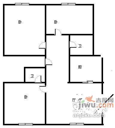 甘露家园3室2厅2卫120㎡户型图