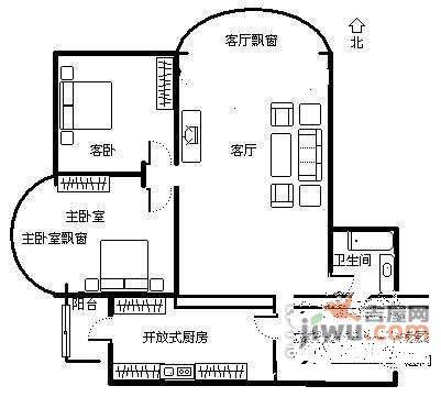 圣馨大地家园2室2厅1卫124㎡户型图