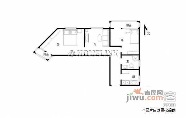 牡丹园西里2室1厅1卫82㎡户型图