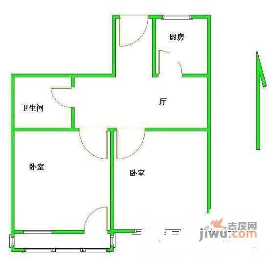 牡丹园西里2室1厅1卫82㎡户型图