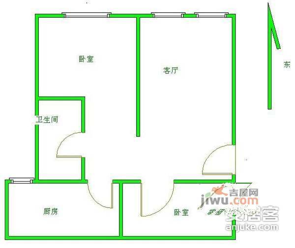 媒体村天畅园2室1厅1卫106㎡户型图