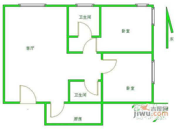 媒体村天畅园2室1厅2卫186㎡户型图