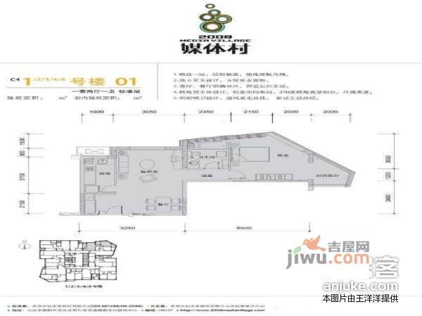 媒体村天畅园2室1厅1卫106㎡户型图