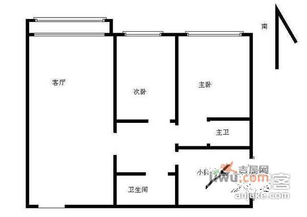 媒体村天畅园3室2厅1卫108㎡户型图