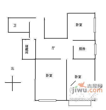 南三环中路小区3室1厅1卫80㎡户型图