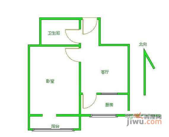 华威西里1室1厅1卫69㎡户型图