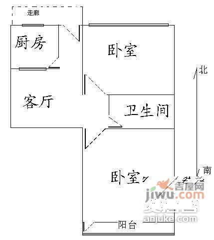 华威西里2室1厅1卫82㎡户型图