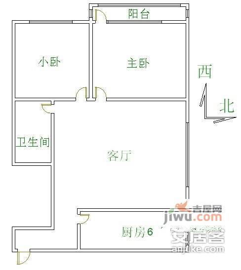 华威西里2室1厅1卫82㎡户型图