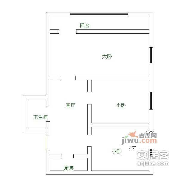 华威西里3室1厅1卫70㎡户型图