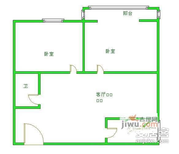 华威西里2室1厅1卫82㎡户型图