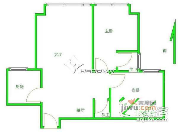 季景沁园2室2厅1卫122㎡户型图