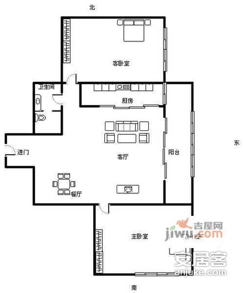 望京西园一区1室1厅1卫70㎡户型图