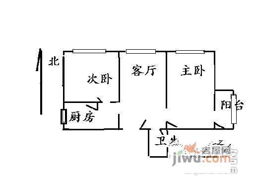 刘家窑南里2室1厅1卫74㎡户型图