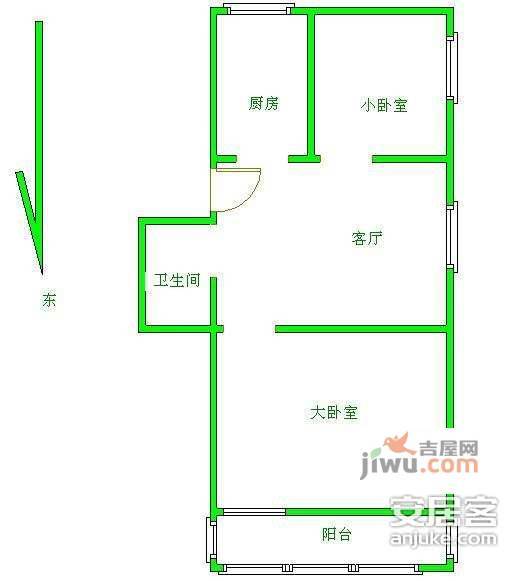 刘家窑南里2室1厅1卫74㎡户型图