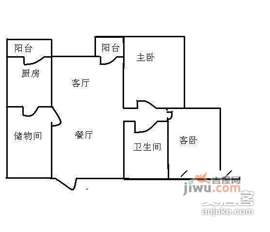 太阳星城金星园2室2厅1卫117㎡户型图