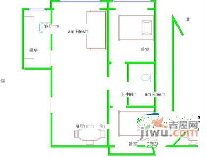 明天第一城2室2厅1卫126㎡户型图