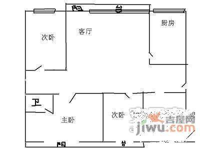 明天第一城3室1厅1卫105㎡户型图