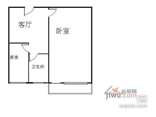 永乐1室1厅1卫57㎡户型图