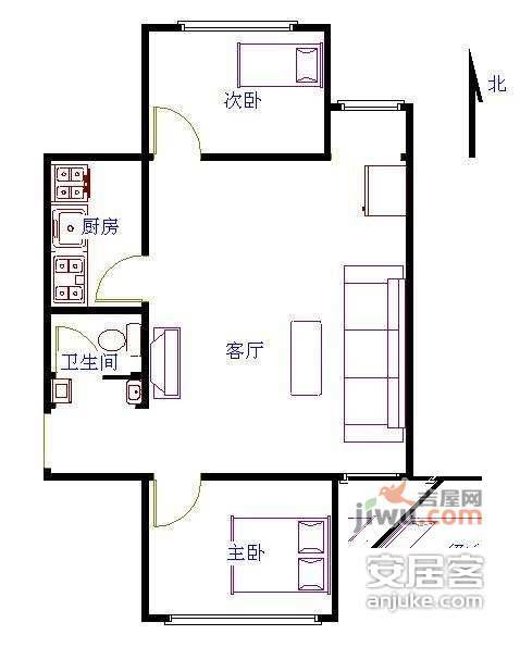 福怡苑小区2室1厅1卫95㎡户型图