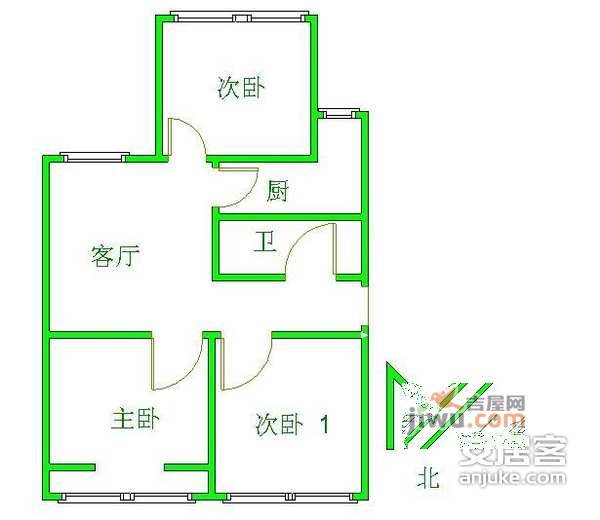 福怡苑小区3室1厅1卫90㎡户型图