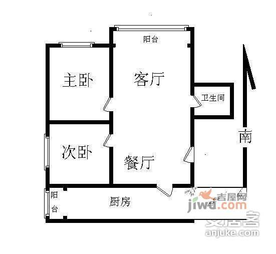 福怡苑小区1室1厅1卫65㎡户型图