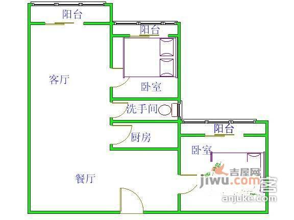 丽水莲花小区2室2厅1卫131㎡户型图