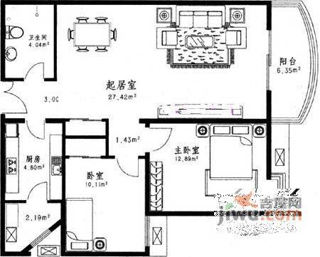 西豪逸景家园2室1厅1卫147㎡户型图