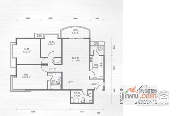 西豪逸景家园3室2厅2卫161㎡户型图