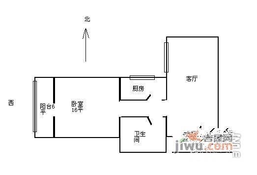 西豪逸景家园1室1厅1卫73㎡户型图