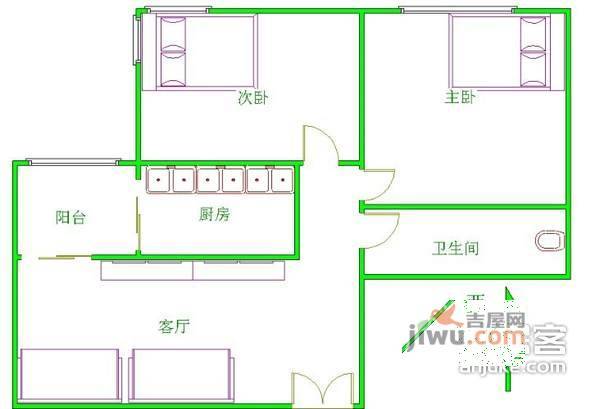 西豪逸景家园2室1厅1卫147㎡户型图