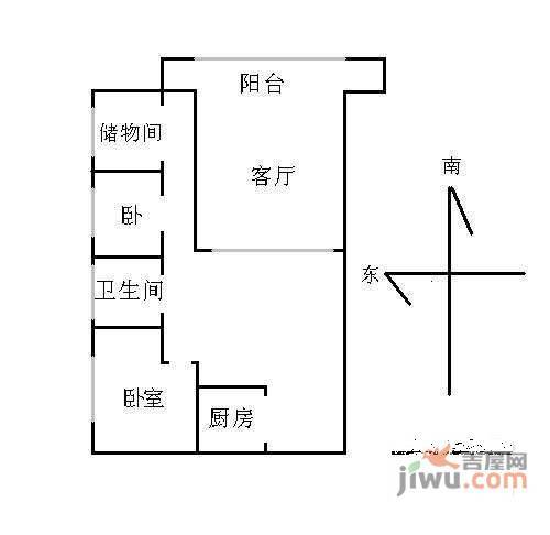 鸿业兴园2室1厅1卫118㎡户型图