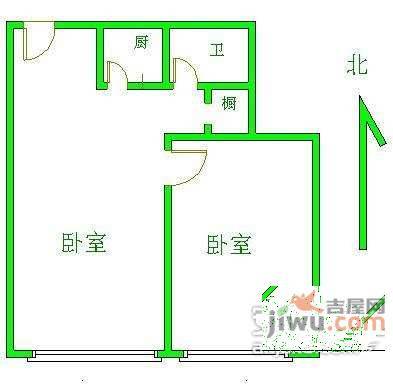 五月华庭2室1厅1卫62㎡户型图