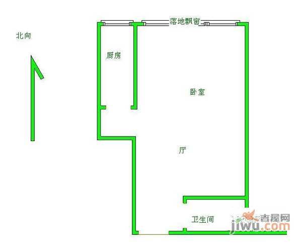 五月华庭1室0厅1卫45㎡户型图