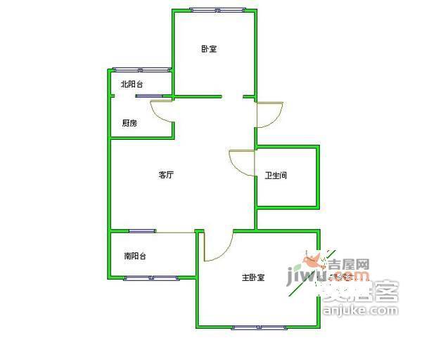 三里河一区2室1厅1卫76㎡户型图