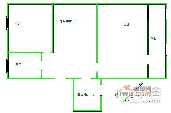 三里河一区2室1厅1卫76㎡户型图